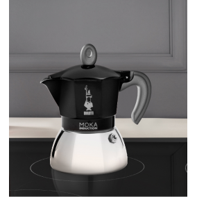 Bialetti Moka Induction 2 Cup, Espresso Coffee Maker - Aluminium/Steel -  Black